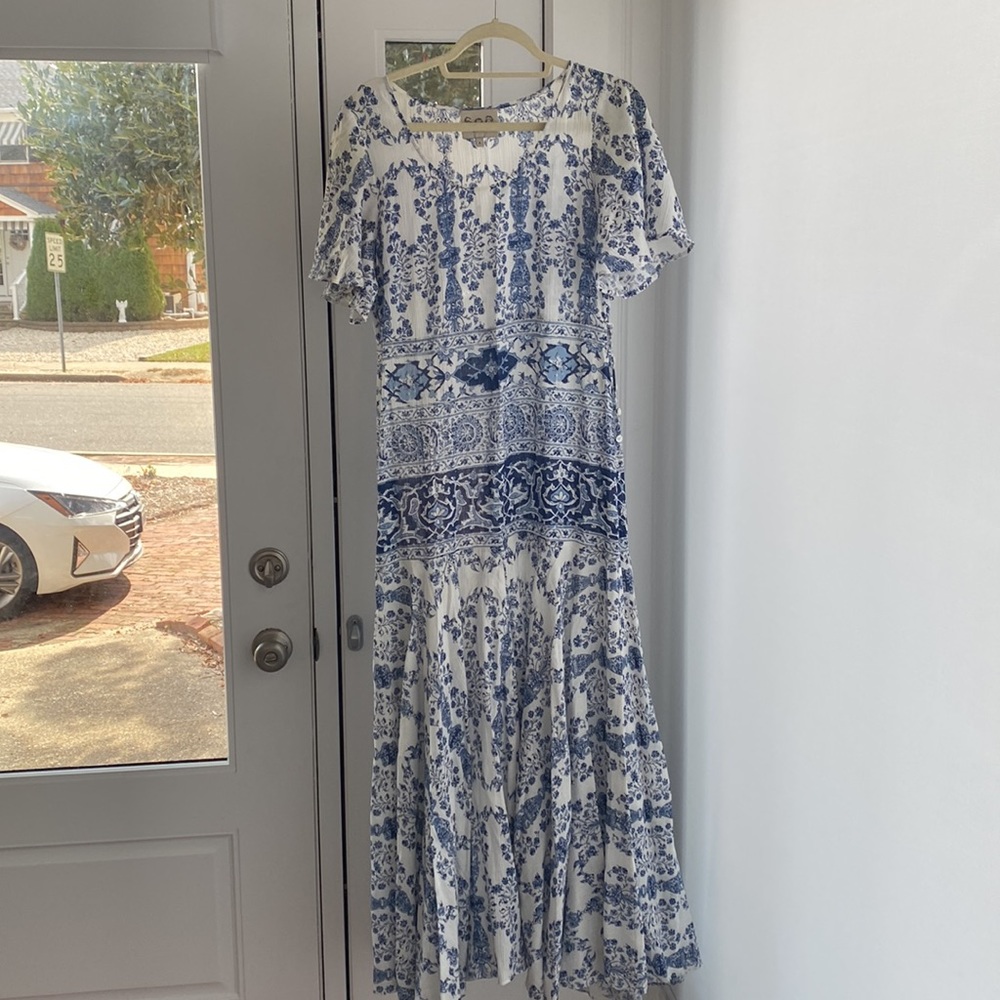 Sea New York blue and white maxi dress size 6